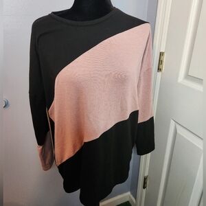 Milan Kiss Size XL Long Sleeve Shirt Pink/Black Colorblock